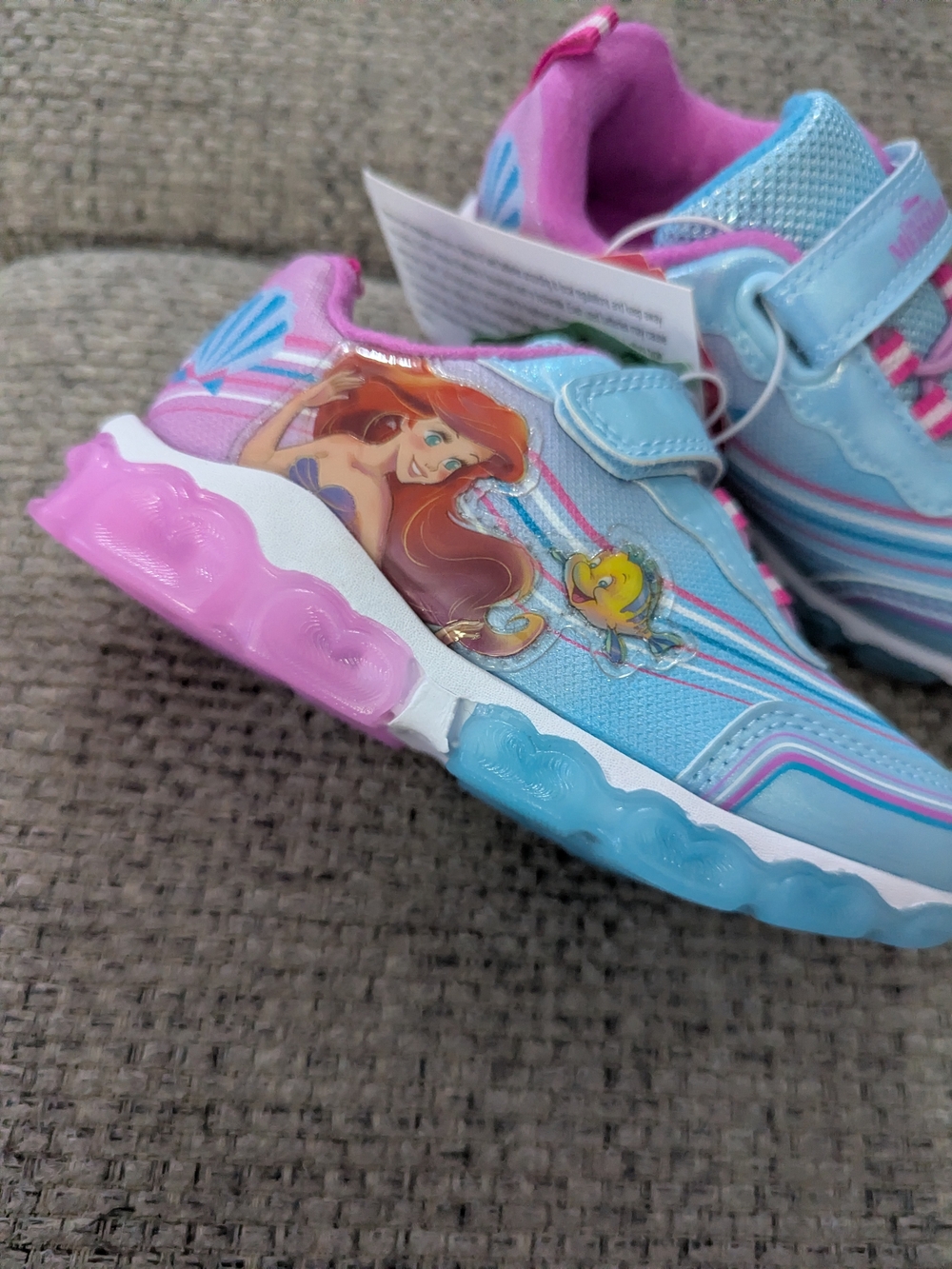 2 Pairs Girls Light-Up Ariel Theme Blue & Pink Athletic Shoes
